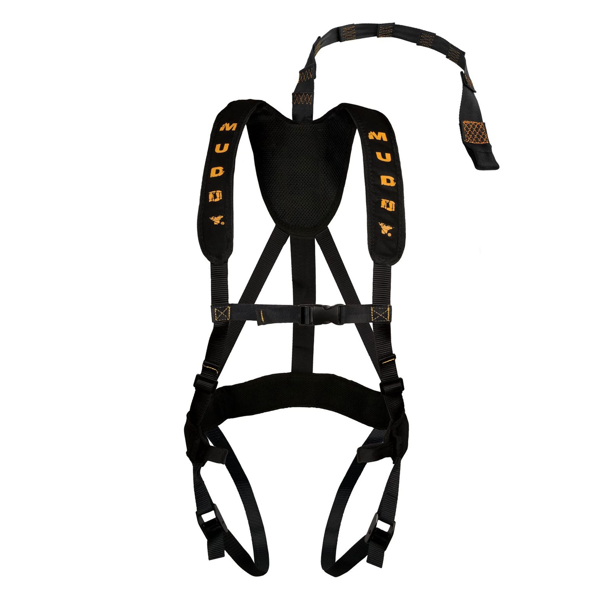 MUDDY Magnum harness tether: secure attachment improves fall protection during climbs.