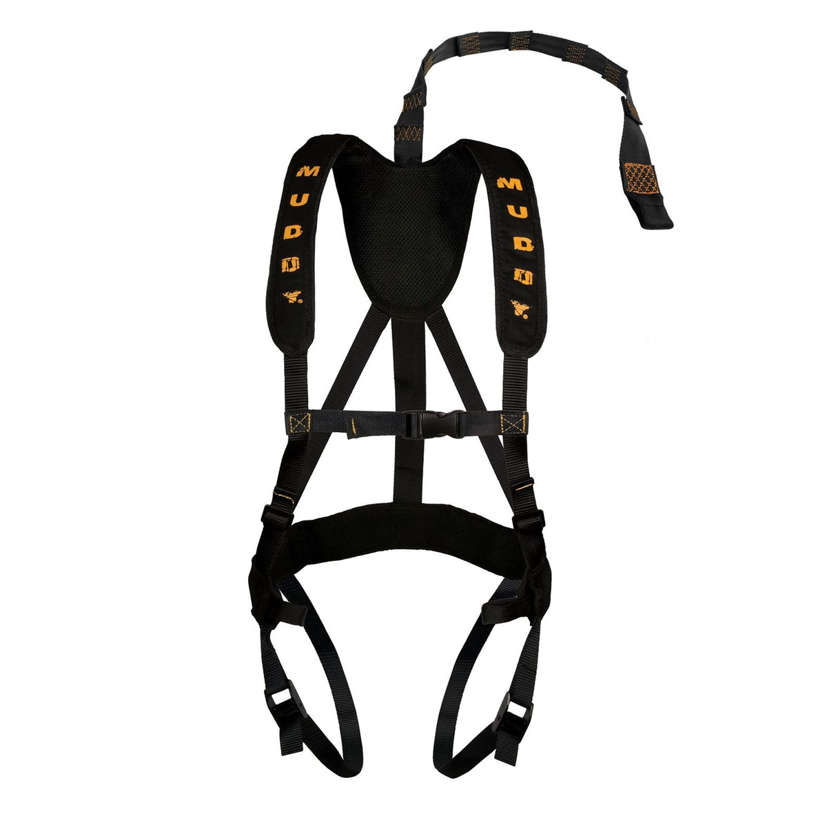 MUDDY Magnum harness tether: secure attachment improves fall protection during climbs.