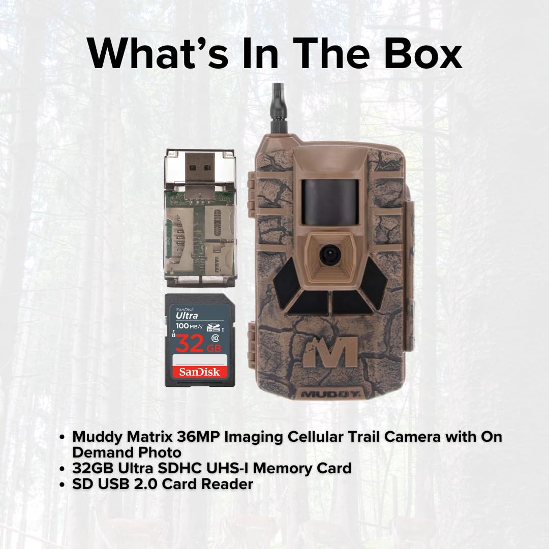 MUDDY Matrix bundle includes 32GB card and high-speed reader for easy setup.