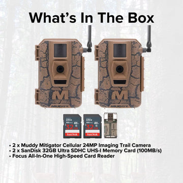 MUDDY Mitigator bundle includes 32GB SD cards and high-speed card reader