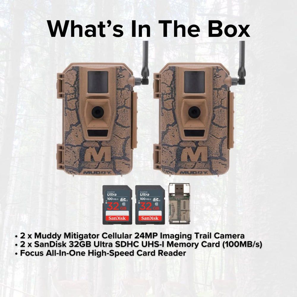 MUDDY Mitigator bundle includes 32GB SD cards and high-speed card reader