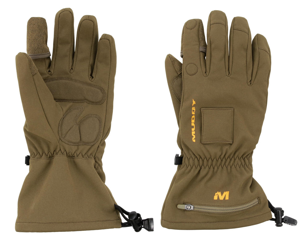 MUDDY Nucleus heated softshell gloves front view for all-weather warmth and dexterity