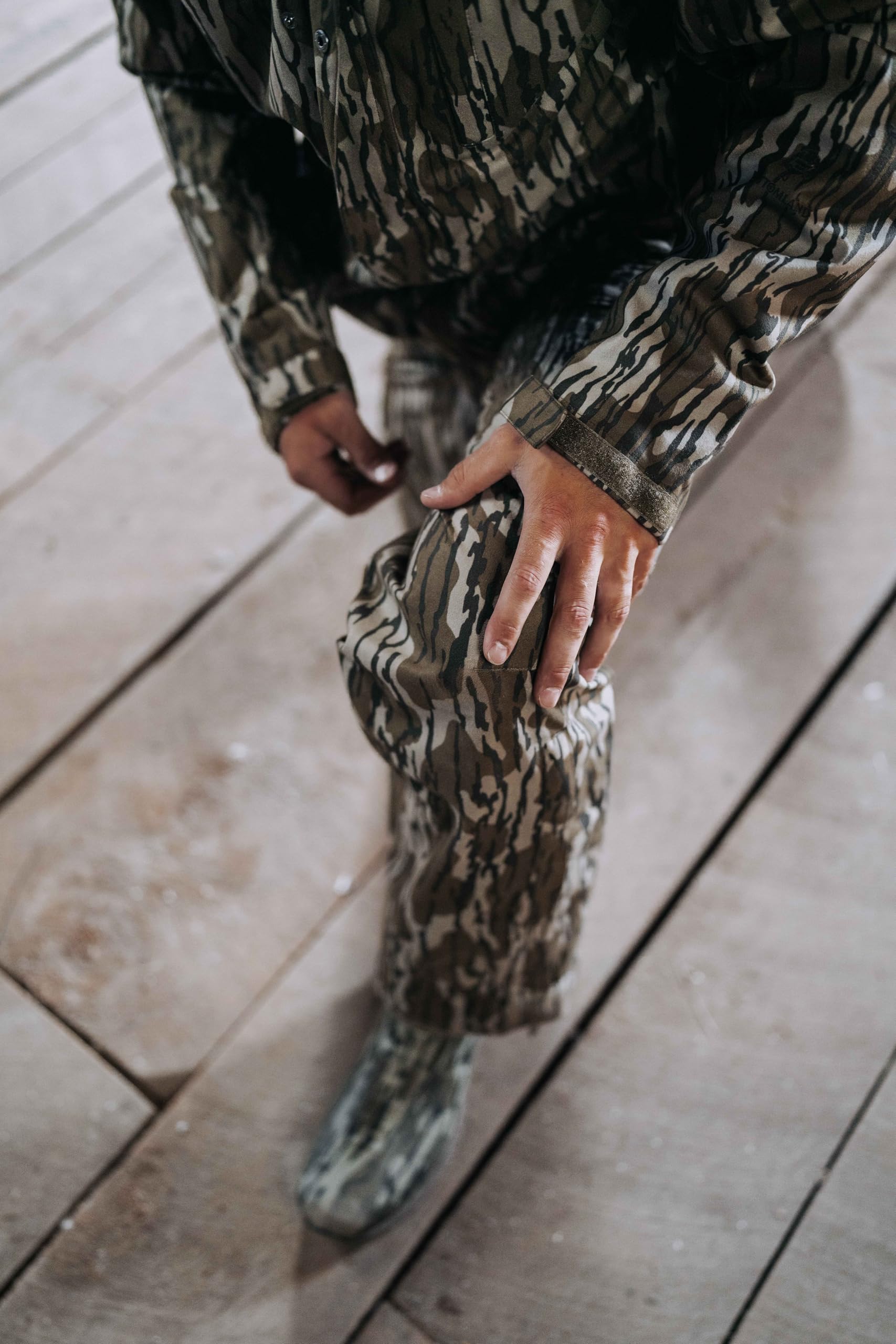 MUDDY TRX rain pants brushed tricot closeup for quiet wear