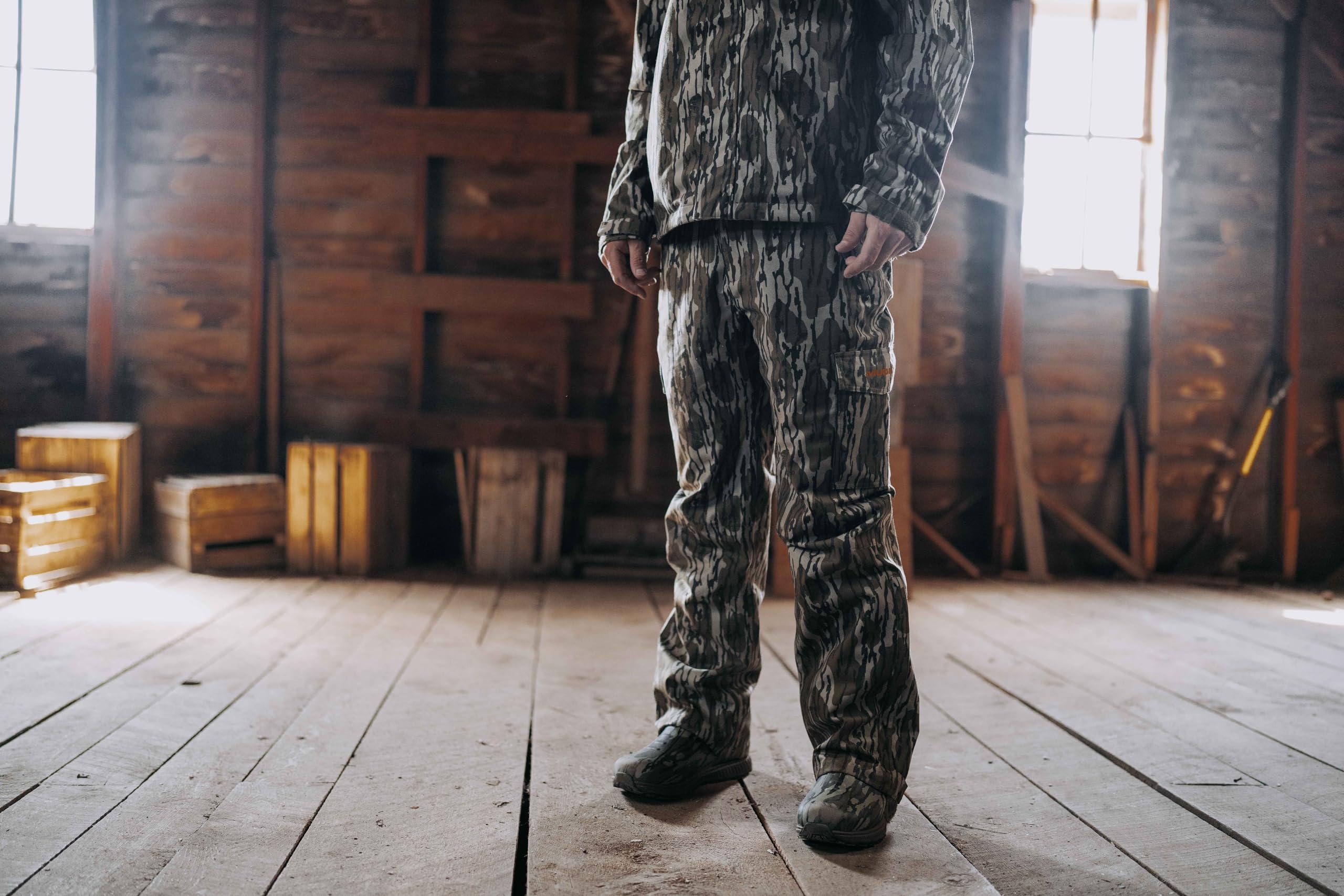MUDDY TRX rain pants knee articulation detail enabling movement