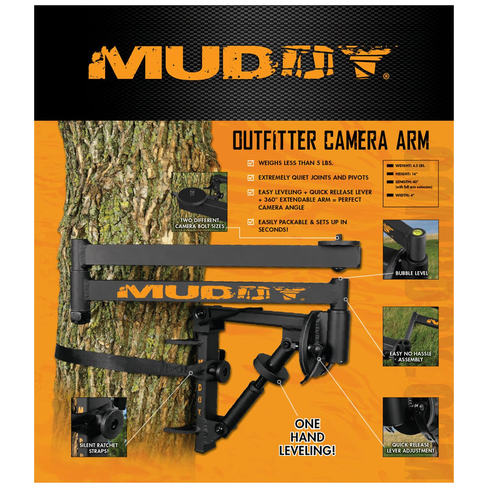 Two camera bolt sizes supported on Muddy Outfitter Arm