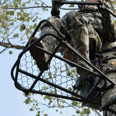 Adjustable seat and platform on Muddy Outfitter for personalized setup.