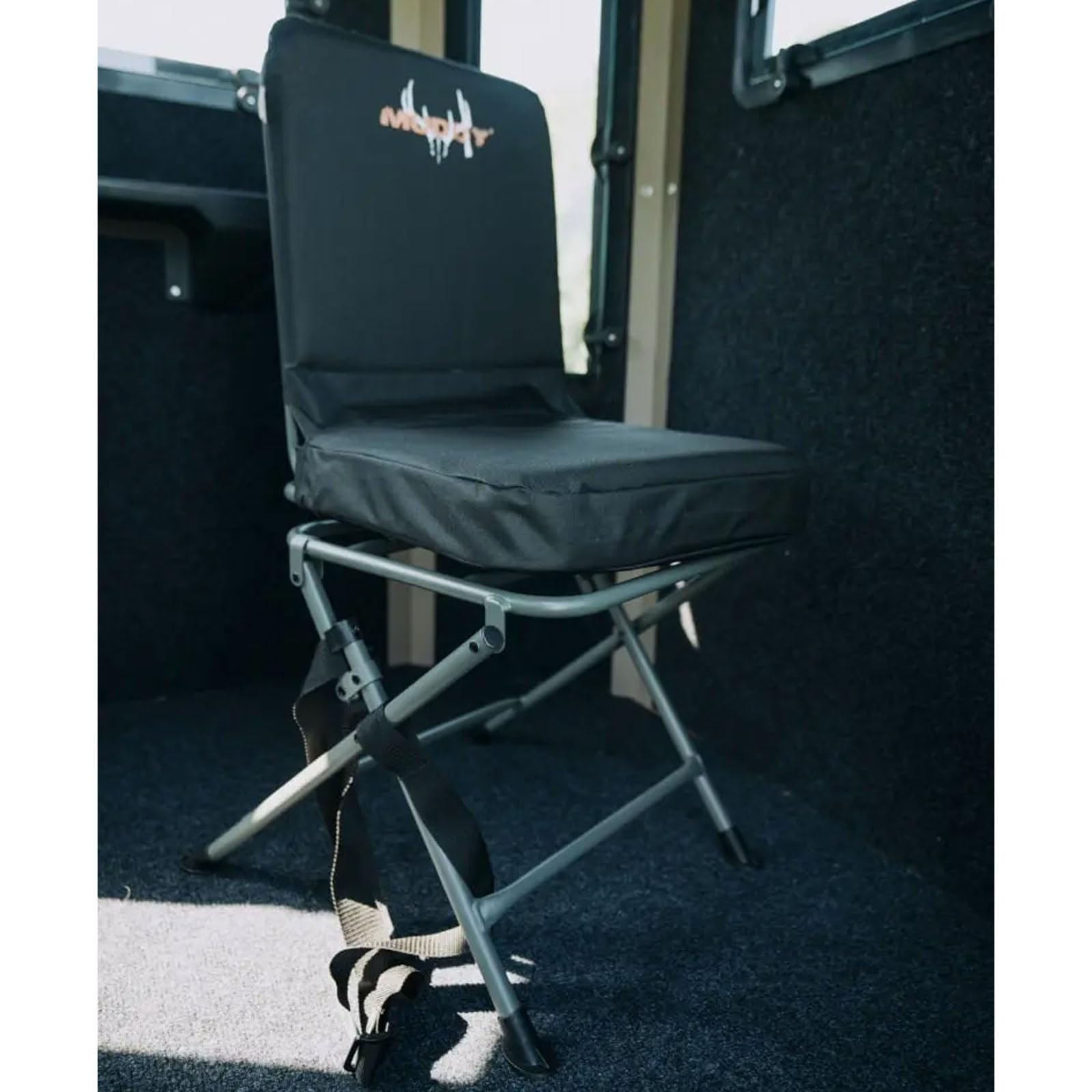 Side view showing foldable design
