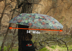 Muddy Pop-Up Umbrella folded for easy backpack storage during hunts.
