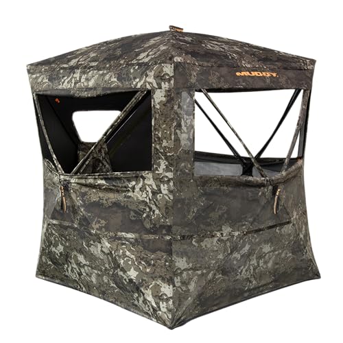 Muddy Prevue Evo ground blind side panel showing Evo Mesh visibility