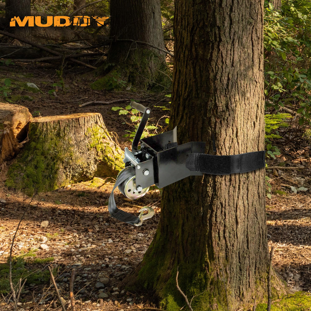 MUDDY pulley system for ladder stands speeds up hoist setup.