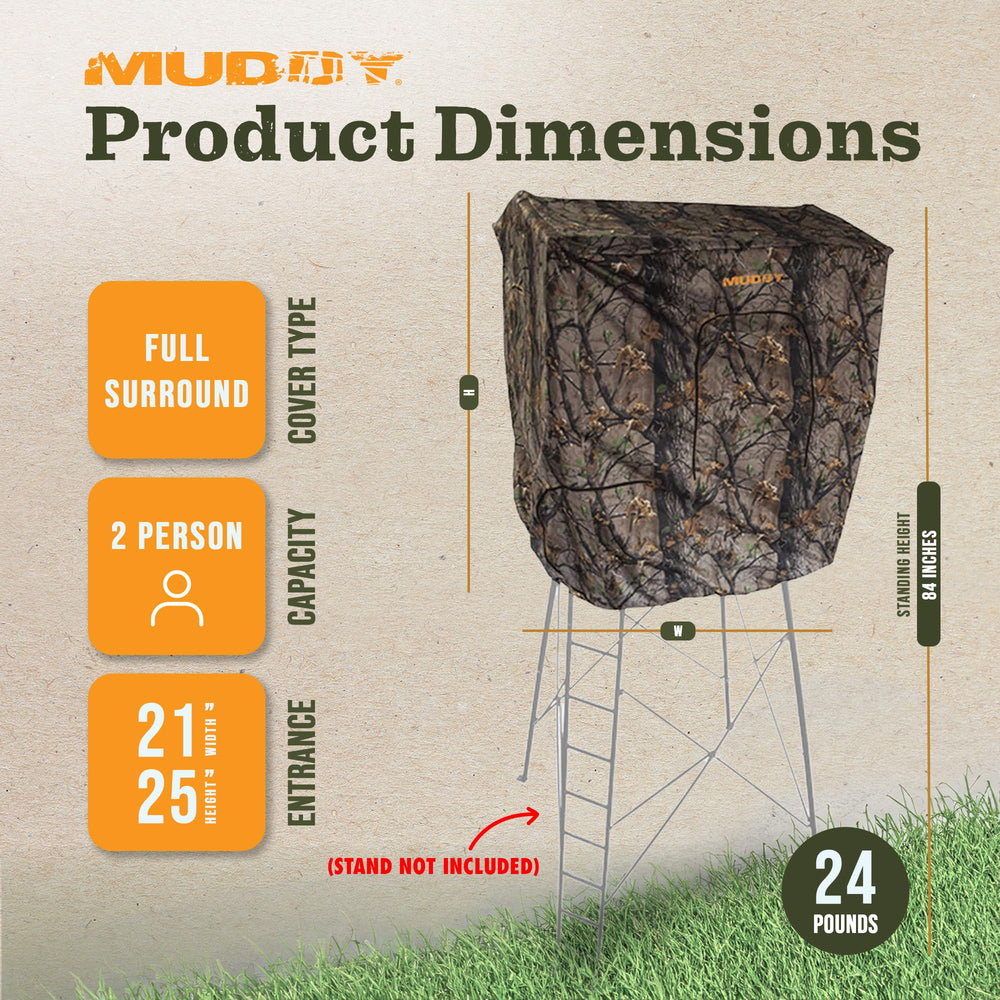 MUDDY Quad Blind Cover provides 360-degree coverage for stealth from all angles.
