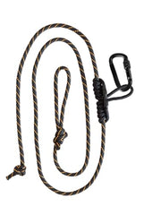 Lineman's Rope showing prusik knot and one-handed lockable carabineer