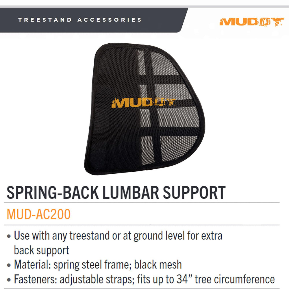 MUDDY Spring Back Lumbar Support close-up on adjustable straps for quick fit