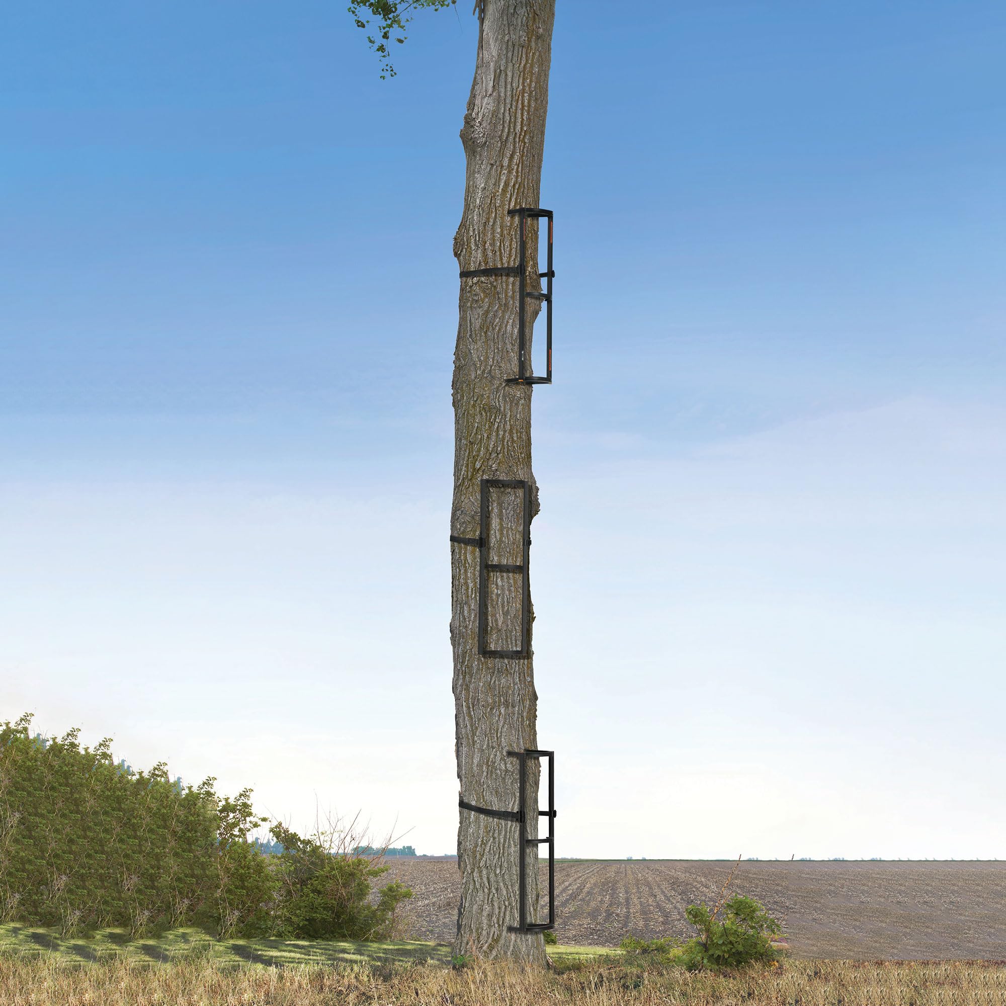 Enclosed step design from Muddy provides secure footing on uneven surfaces.