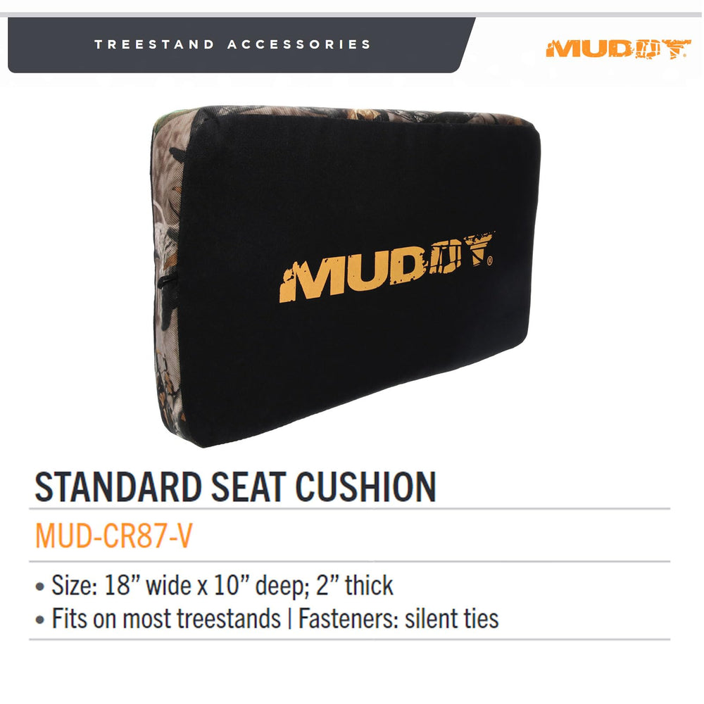 MUDDY Standard Seat Cushion in use during a hunting setup for comfort