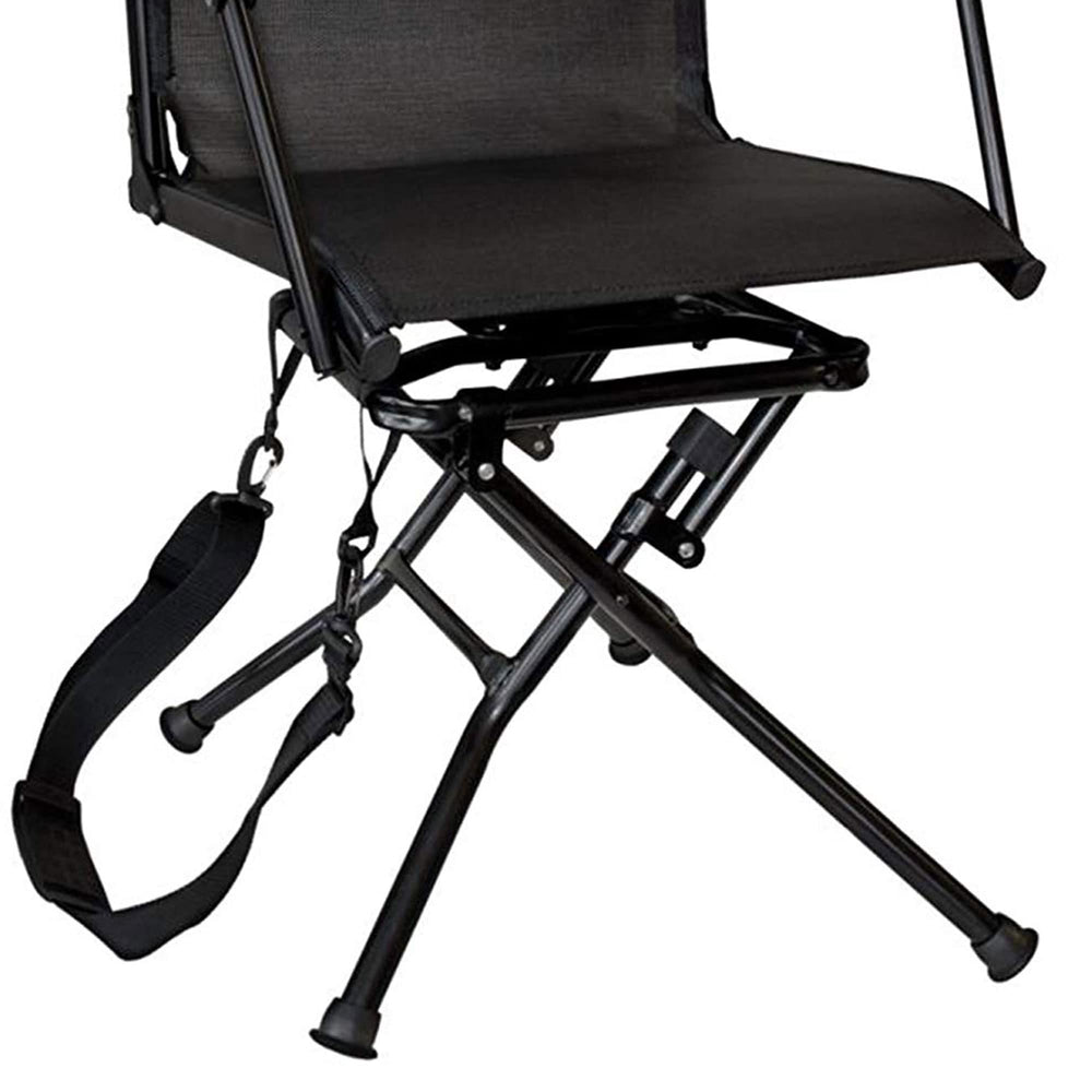 MUDDY Swivel Ground Seat highlights 360-degree swivel for adaptable field positioning.