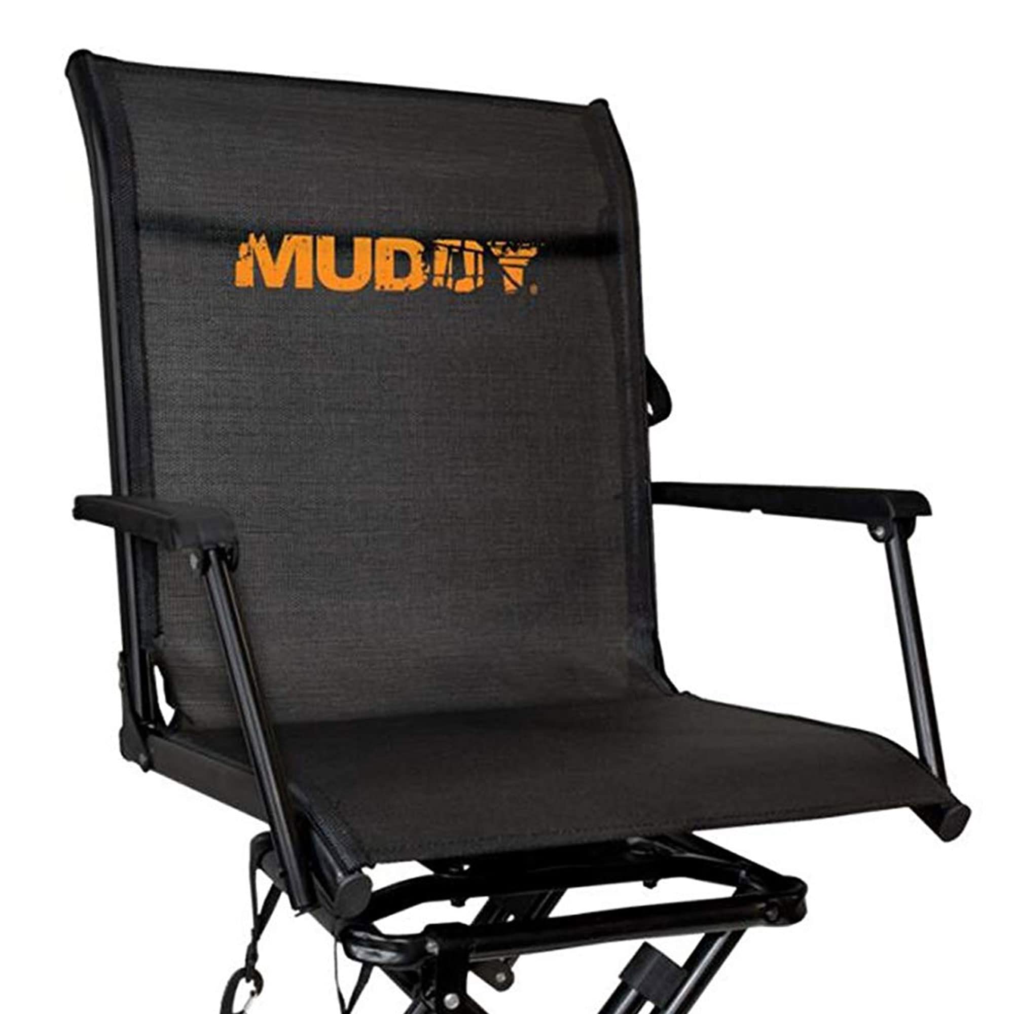 MUDDY Swivel Ground Seat demonstrates portability with a removable carry strap for easy transport.