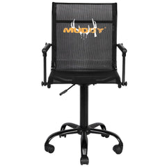 Close-up of Muddy swivel roller chair seat