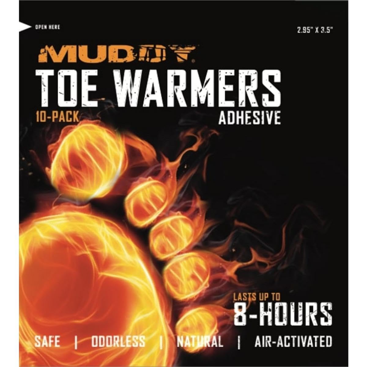 MUDDY Toe Warmer with Adhesive 10-pack front view, long-lasting warmth up to eight hours