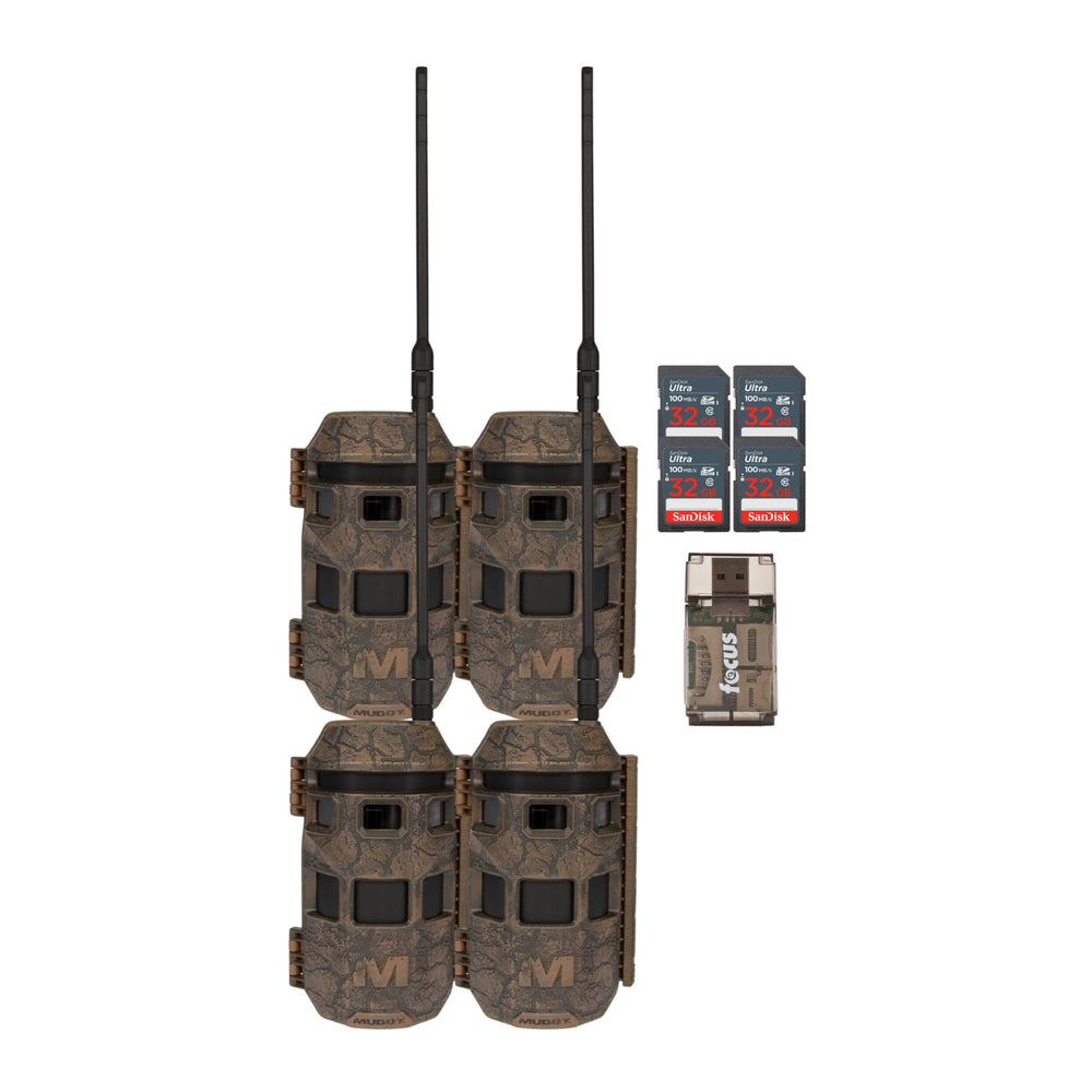 Muddy Trifecta 180 camera with panoramic imaging and three sensors for wide coverage.