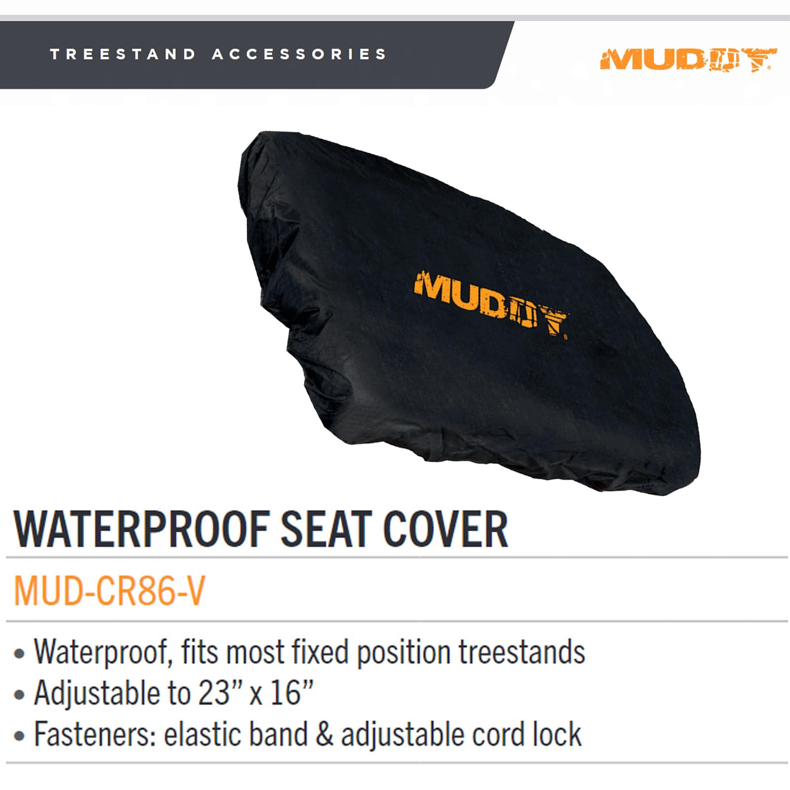 MUDDY Waterproof Seat Cover shields against rain and dirt, ideal for portable treestands.