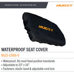 MUDDY Waterproof Seat Cover shields against rain and dirt, ideal for portable treestands.