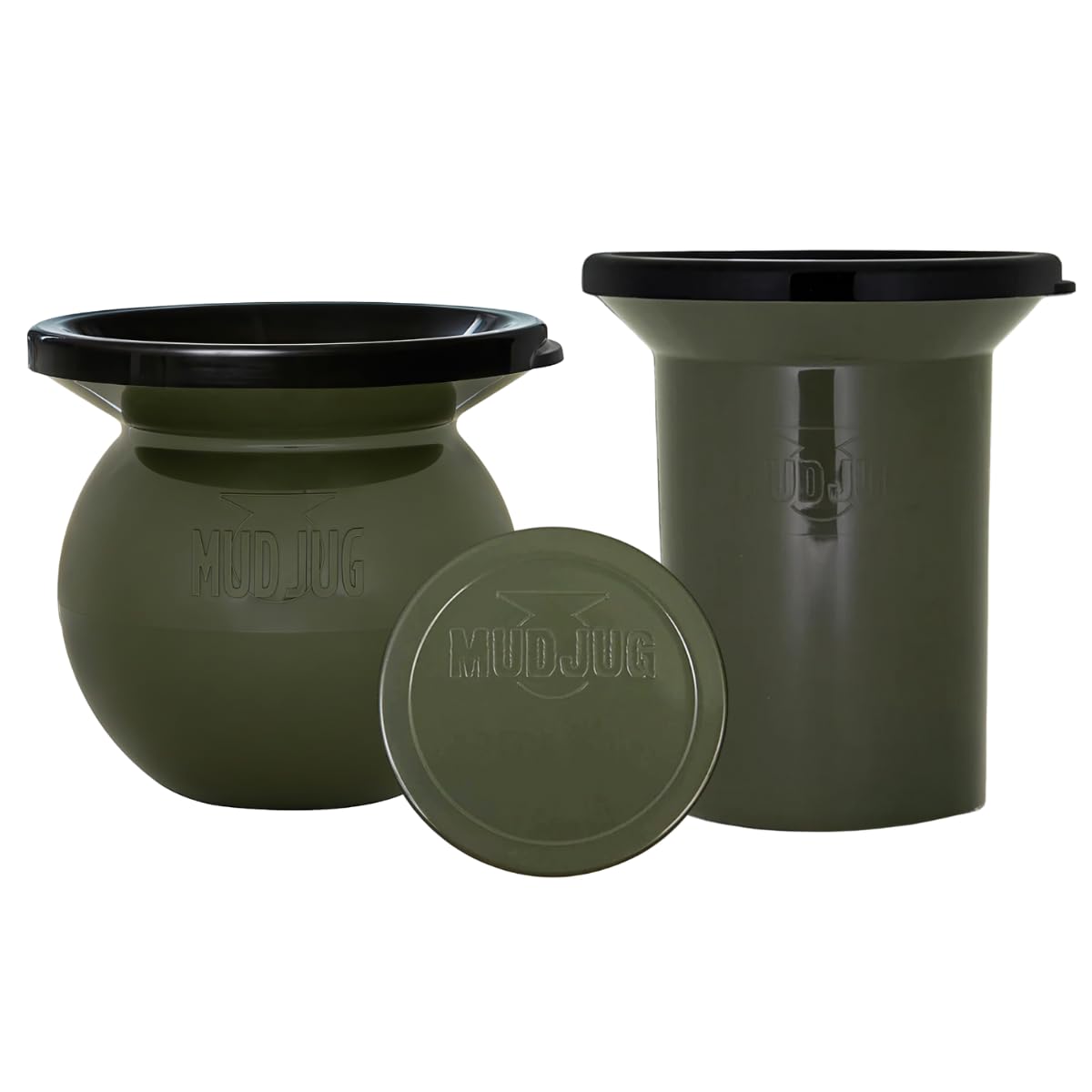 Mudjug Olive Drab combo pack with classic, roadie, and dip can lid for portable use.