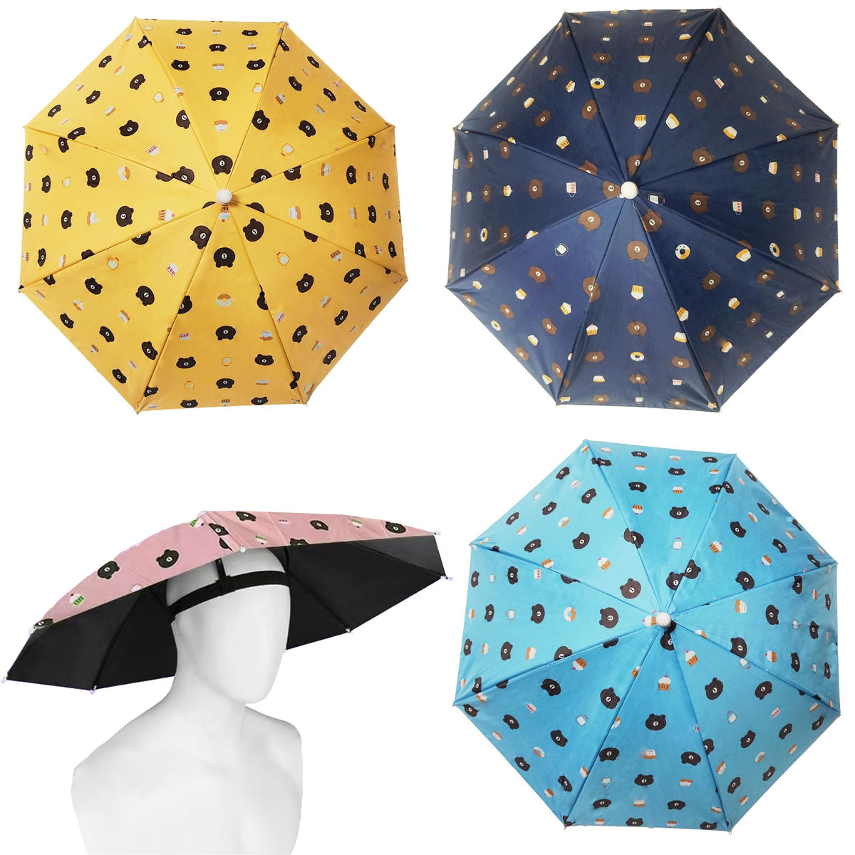 MUFEKUM 4 Pack Navy Umbrella Hat