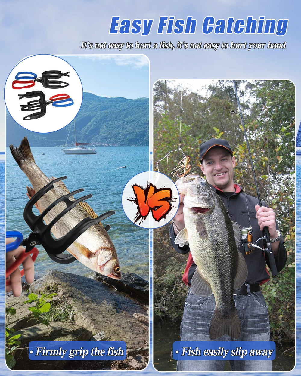 Versatile uses for weighing, unhooking, and photographing with the fish gripper