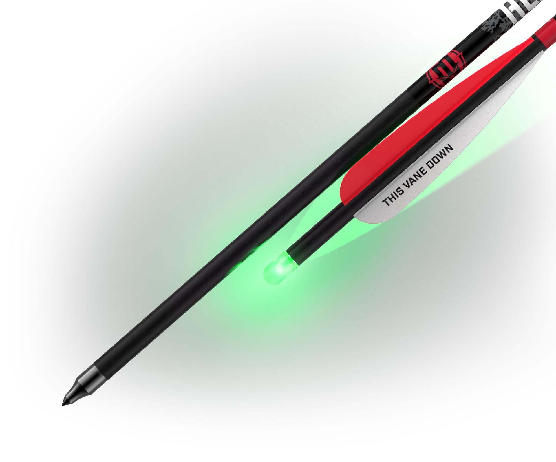 Crossbow arrows with multicolor strobe lights showing pulse, fade, and flash