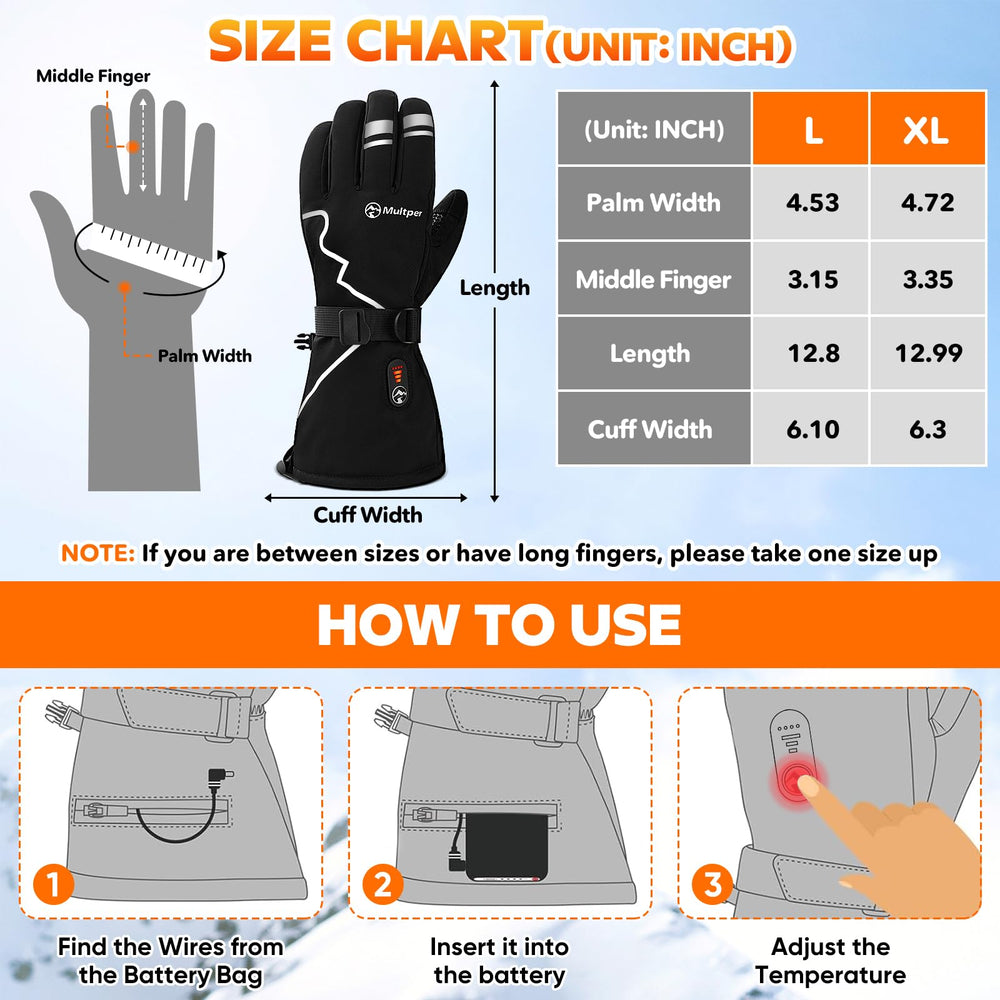 Multper heated gloves battery indicator helps manage power on the go.