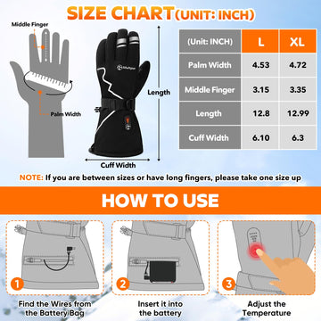 Multper heated gloves battery indicator helps manage power on the go.