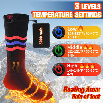 Multper heated socks battery pocket shows portable power for extended wear.