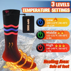 Multper heated socks battery pocket shows portable power for extended wear.