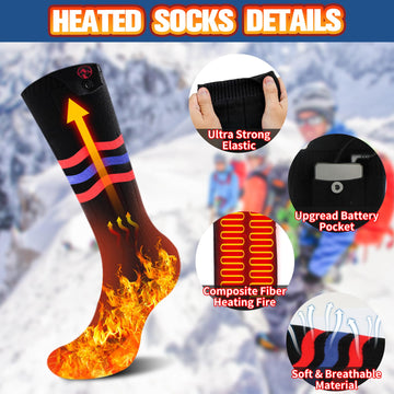 Multper heated socks fabric closeup emphasizes breathable quick-dry material.
