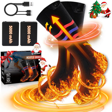 Multper heated socks outer view highlight all-day warmth for outdoor activities.