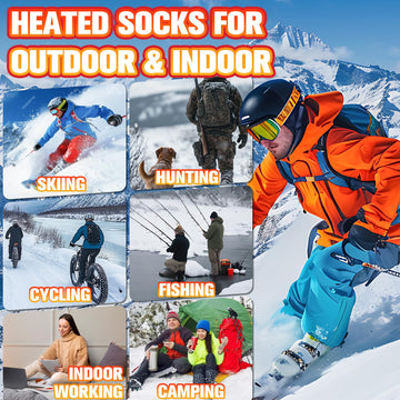 Multper heated socks snow skiing use showcases rapid warmth and comfort.