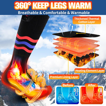Multper heated socks toe and instep heating focus supports cold foot comfort.