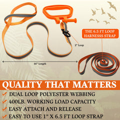 MULTUS deer drag harness dual-loop safety strap for quick secure attachment.