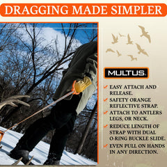 MULTUS deer drag rope in action for hauling up to 400 lbs.