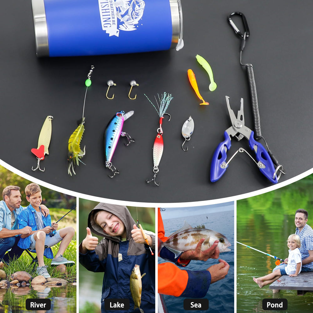 MUOUAKATE assorted lures and lead jigs ready for versatile fishing.