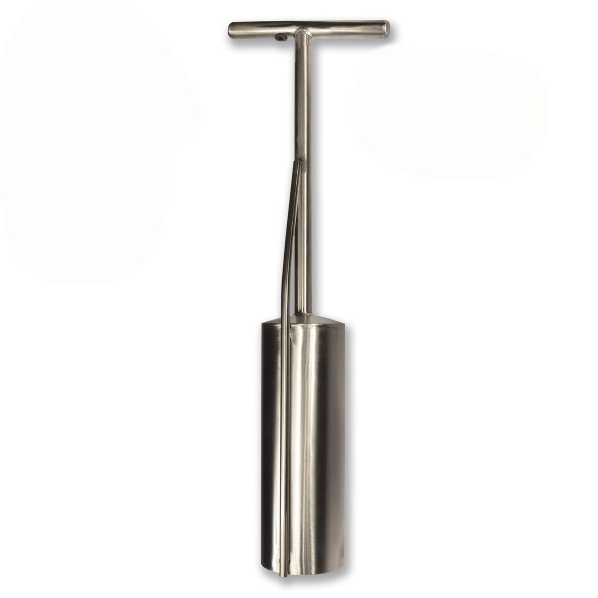 Murff's Claminator stainless steel clam gun on the beach, resisting saltwater.