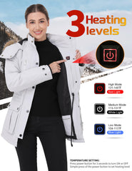 Muroly heated jacket battery life in use powering extended warmth during outdoor activity.