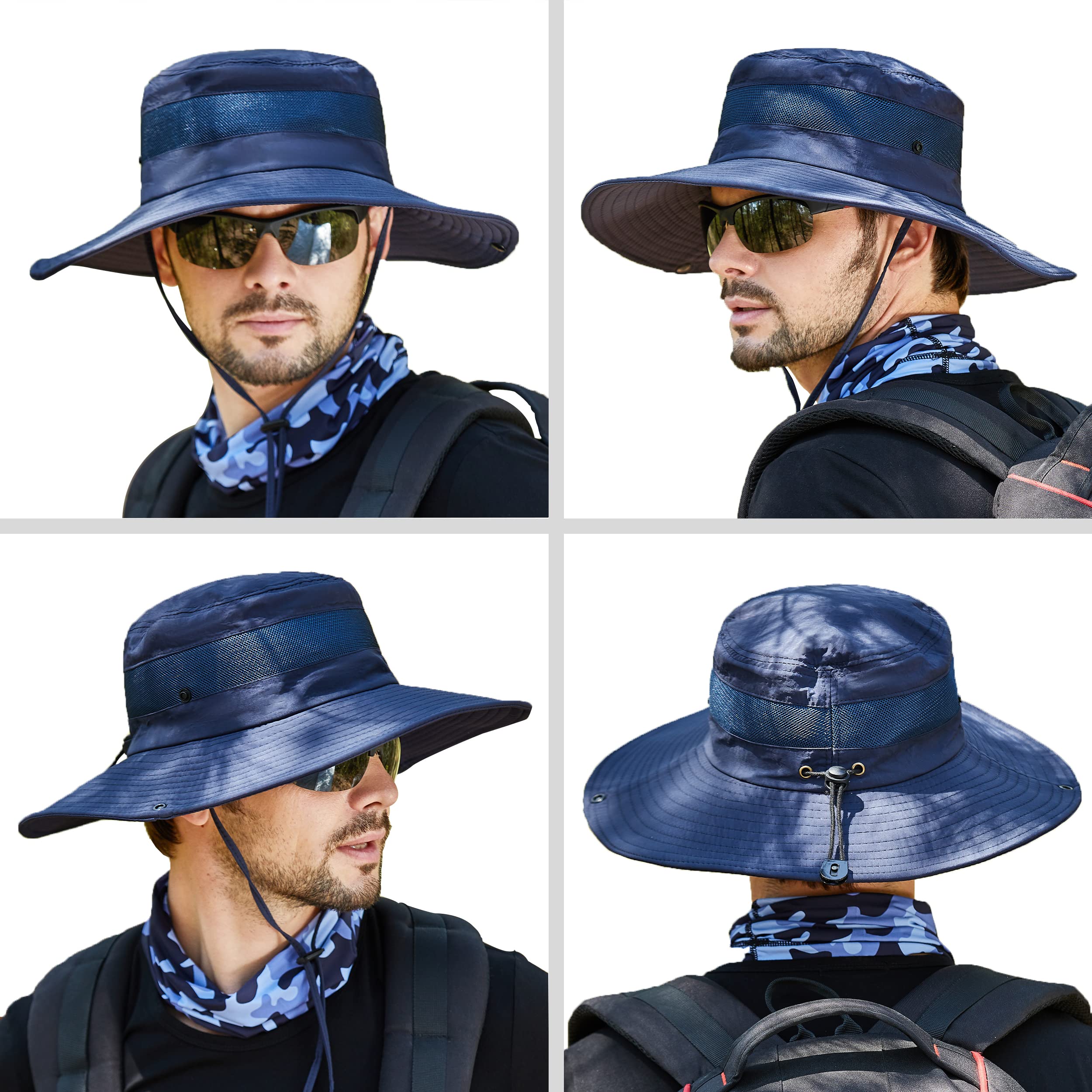 Front view of navy blue Muryobao boonie hat