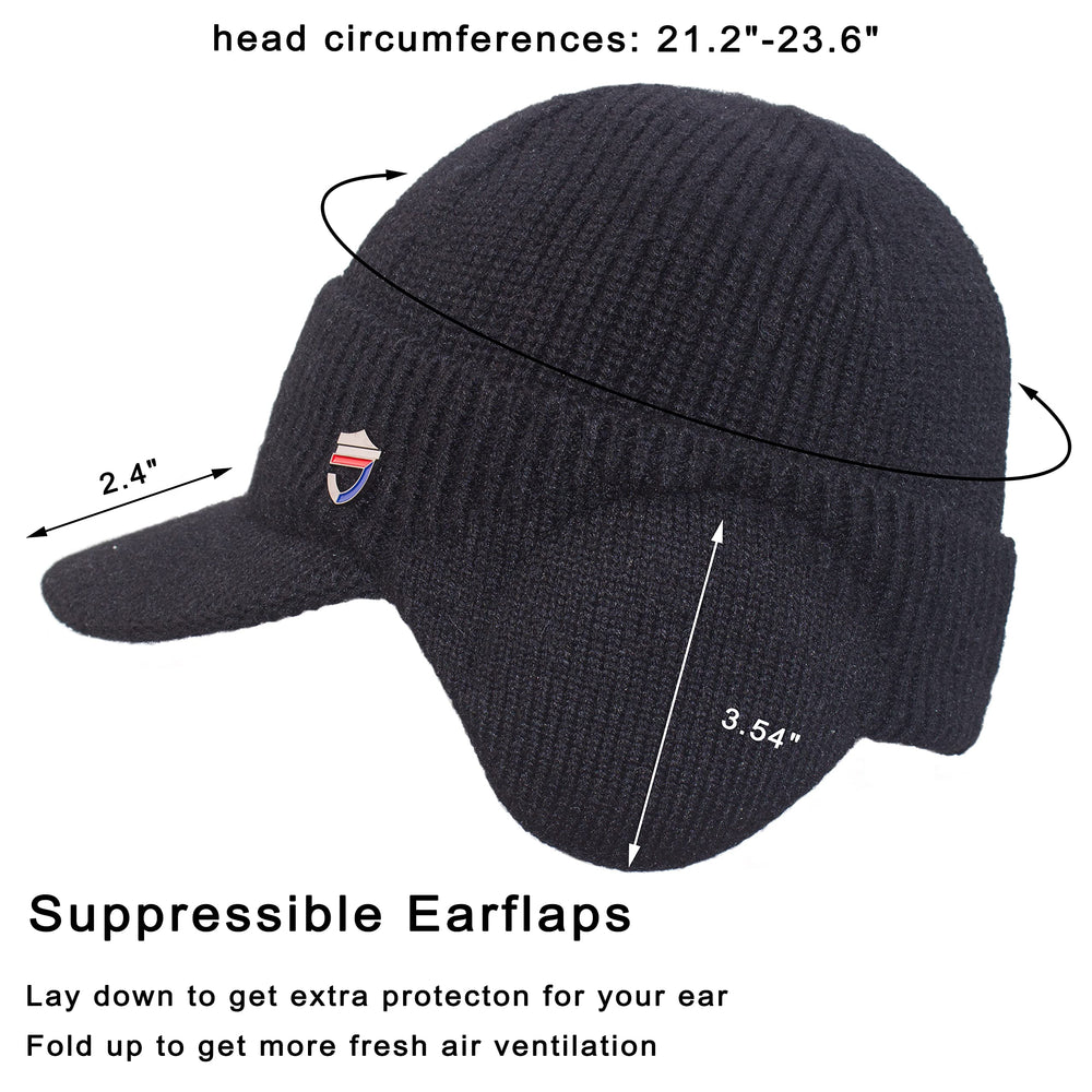Muryobao earflap knit hat adds ear protection on chilly days.