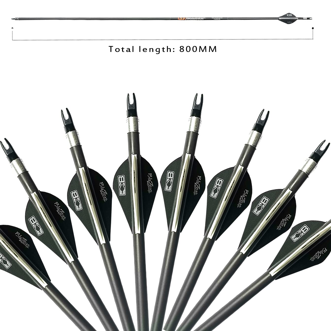 Musen Pure Carbon Arrows 30in field point screw-on tip for versatile practice.