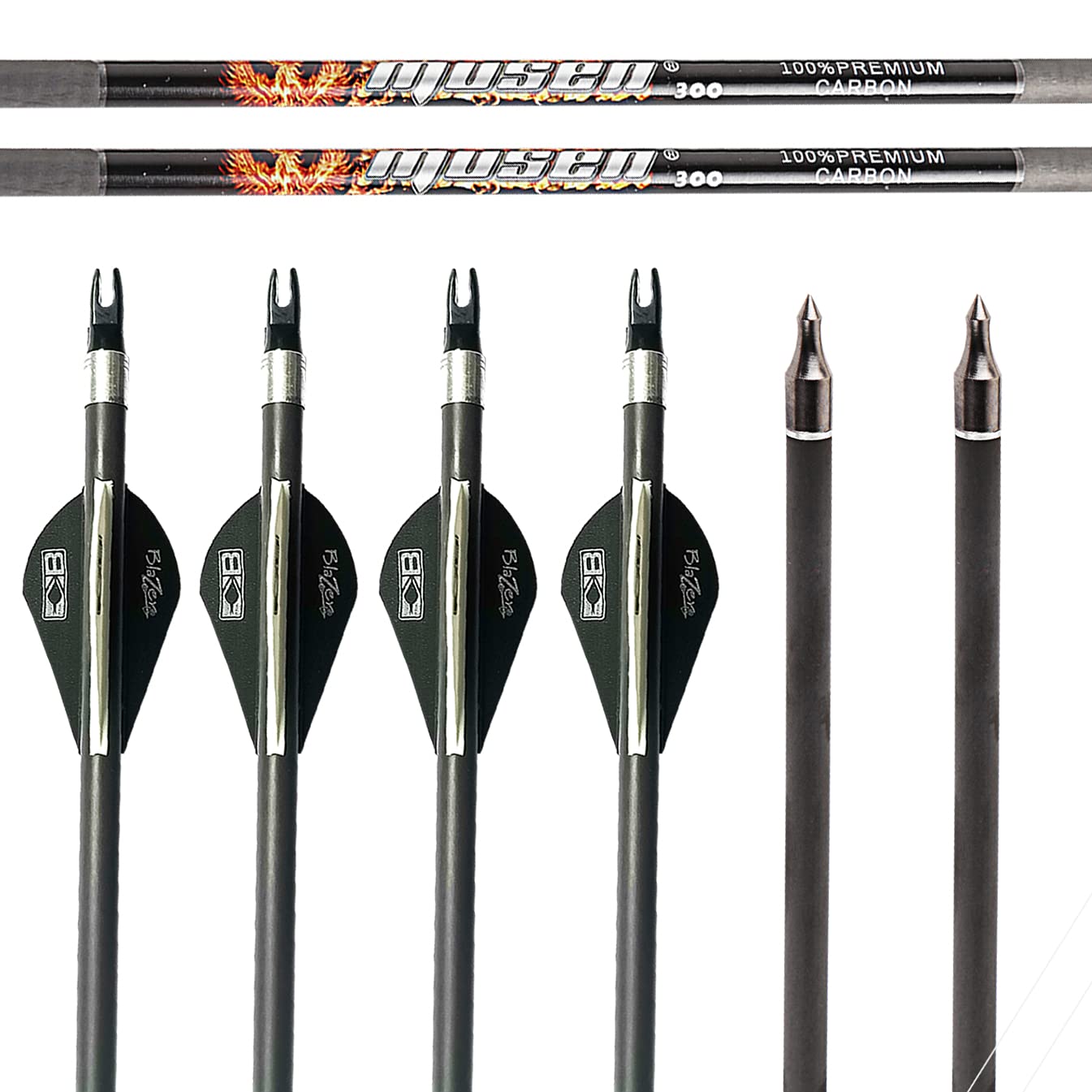 Musen Pure Carbon Arrows 30in white nock indicates reliable alignment during setup.