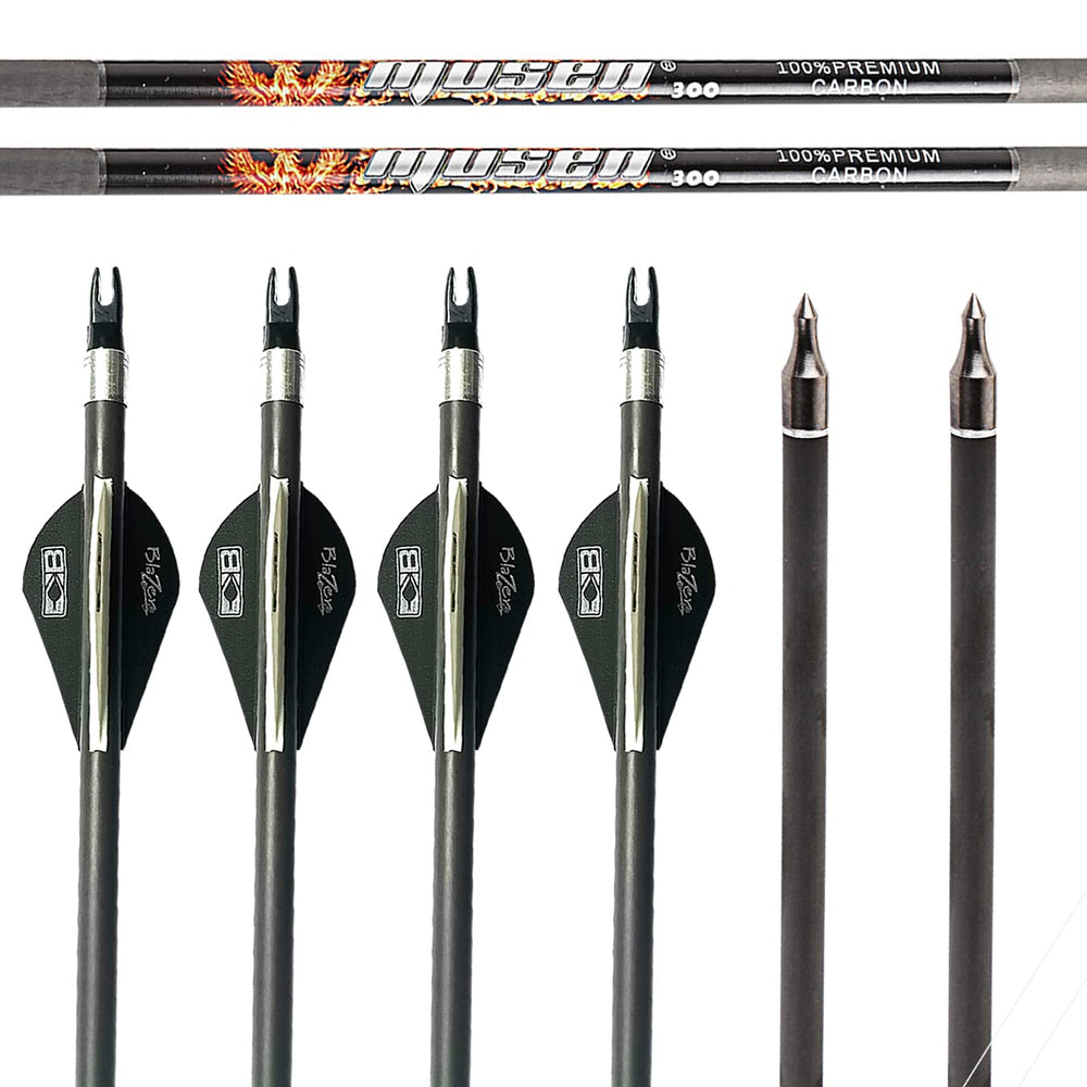 Musen Pure Carbon Arrows 30in white nock indicates reliable alignment during setup.