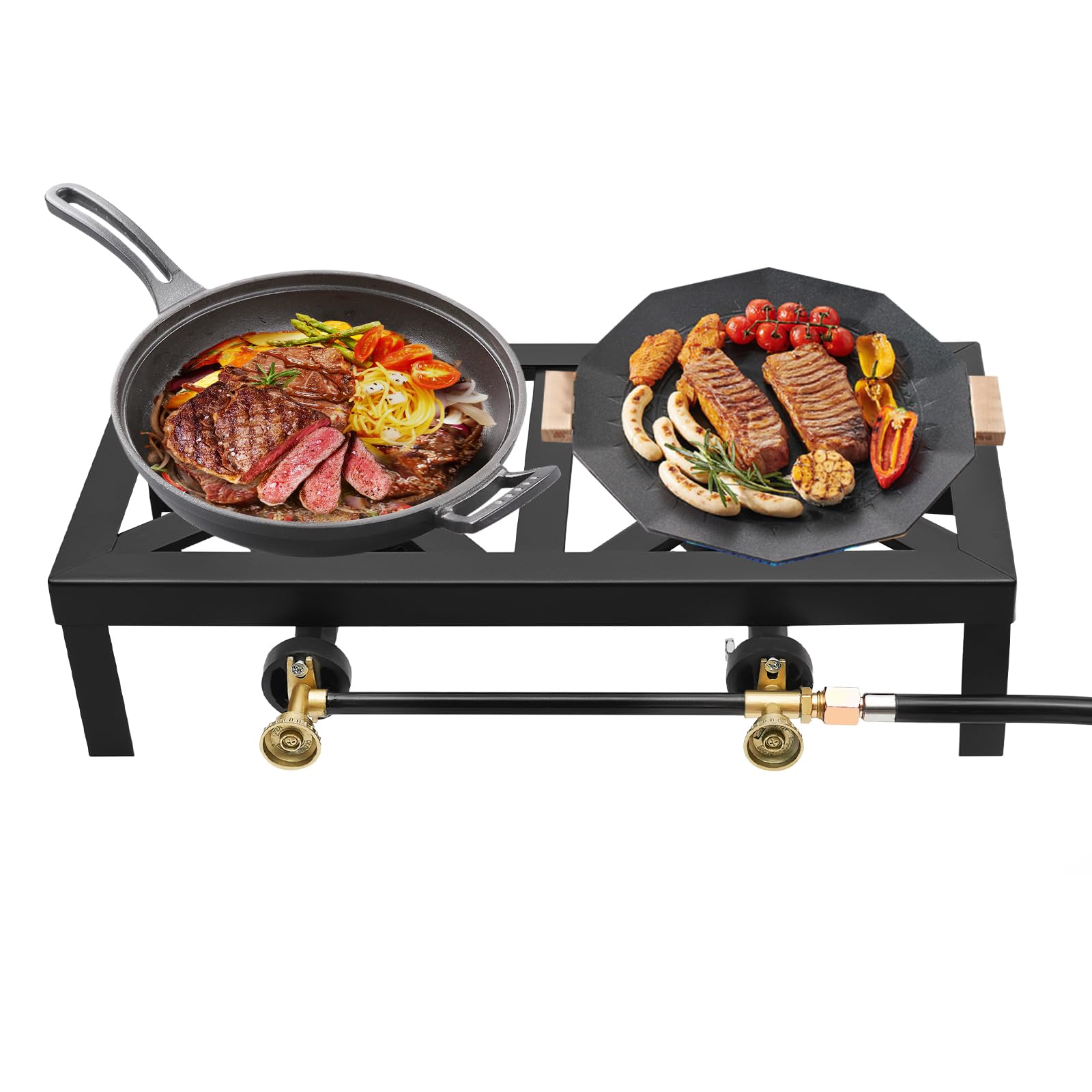 MUSESPANI outdoor stove double burner ready for family camping meals and quick boiling.