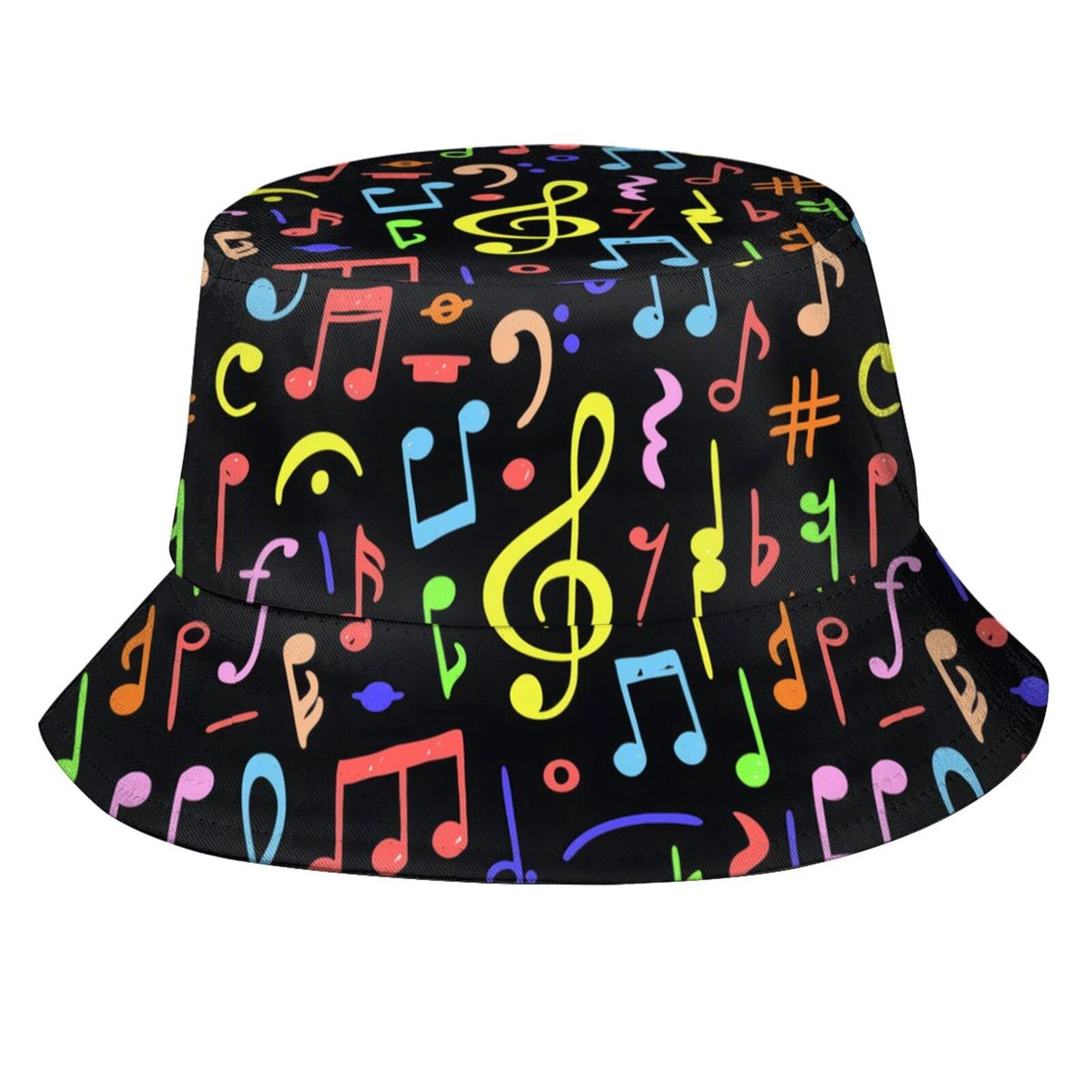 Musical note bucket hat side view